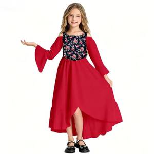 Robe de princesse vintage à épaules dénudées pour enfants MS, robe corset florale style cottagecore européen pour spectacle sur scène, Halloween, cosplay - Product Image 2