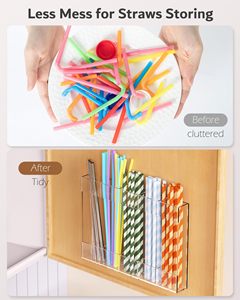 Organizador de Pajitas de Acrílico Grande para Puerta de Armario, Dispensador de Almacenamiento de Pajitas que Ahorra Espacio para Puertas de Armario o Encimeras - Product Image 3
