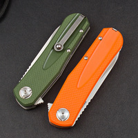 Couteau pliant Orange Green G10 avec lame en acier 8Cr13Mov, couteau de poche tactique EDC pour le camping et la survie