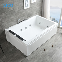 Baignoire de massage à remous en acrylique avec 6 buses de thérapie par air, baignoire spa rectangulaire avec robinet inclus pour salle de bain d'hôtel