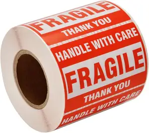 Bailida Factory Sale 2'' x 3'' Fragile Stickers with Care Warning - Shipping Labels Stickers,500 Labels/Roll