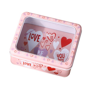 Caja de dulces de hojalata con tapa transparente hermética con diseño de amor para almacenamiento y regalo - Product Image 2