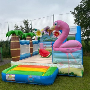 Maison gonflable à thème flamant rose tropical avec toboggan, grand château sautant pour enfants pour fête d'<span class=keywords><strong>anniversaire</strong></span> et <span class=keywords><strong>location</strong></span> commerciale - Product Image 2