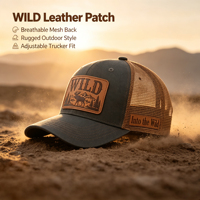 Casquette Trucker Rétro en Cuir avec Patch Animalier, Motif Classique, Respirante, Marron, Réglable, Durable, Extérieur, Unisexe, Tendance, Dos en Maille