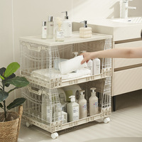 Panier de rangement en plastique transparent pliable et empilable pour armoire, idéal pour organiser les objets et le désordre