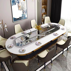Nouvelle table à manger rotative surdimensionnée de style chinois, luxe léger, en <span class=keywords><strong>ardoise</strong></span> ovale, pour <span class=keywords><strong>restaurant</strong></span> - Product Image 3