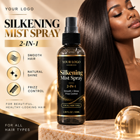 Spray capillaire lissant en gros à base d'huile, effet brillant et anti-frisottis, pour perruques, tissages et cheveux naturels