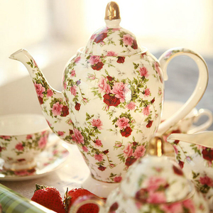European Fine Bone China Coffee <b>Set</b> Floral Ceramic Cup and Saucer Sugar Milk <b>Tea</b> <b>Pot</b> 15 Pieces English Afternoon <b>Tea</b> <b>Set</b> - Product Image 4