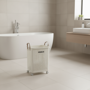 Cesto para Ropa Sucia Mediano/Grande Color Crema con Ruedas para Almacenamiento y Organización - Product Image 2