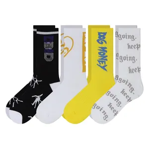 Calcetines deportivos personalizados al por mayor, calcetines deportivos de algodón transpirables para hombre, calcetines deportivos de baloncesto personalizados con logotipo de equipo de diseño