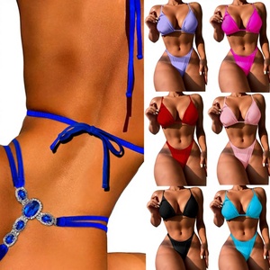 Ropa de segunda mano al por mayor, bikinis triangulares sexys con cordón estilo europeo y americano, fabricados en China, marcas variadas. - Product Image 1