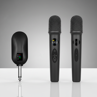 Nouvel Arrivage Microphone Condensateur 2-en-1 Echo Treble Bass Universel Portable Sans Fil UHF Rechargeable Cardioïde Anti-bruit Noir