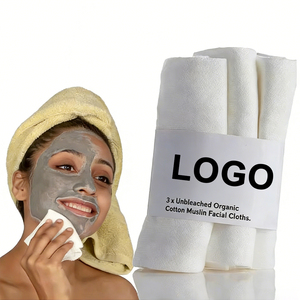 Custom Logo <strong>Towel</strong> Reusable Face <strong>Towel</strong> 100% Organic Cotton Face Cleansing Exfoliating <strong>Facial</strong> Muslin Cloth <strong>Towel</strong> For Makeup - Product Image 1