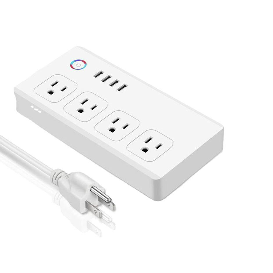 HONPNK Factory Tuya App-Controlled US Four-Outlet Power Strip with 1.5m Extension Cord & USB Charge Port Electrical Socket