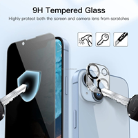 Lot de 3 protections d'écran en verre trempé anti-espion premium avec cadre d'installation pour iPhone 17 16 Air Pro Max