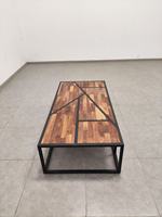 Table basse en bois massif en noyer noir avec pieds en bois, ensemble de meubles contemporains pour la salle à manger et le bar, salon