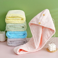 FF6434 Vente en gros de serviettes de séchage de cheveux super absorbantes personnalisées, turban pour cheveux, bonnet pour femmes, serviette de séchage de cheveux en polaire corail à carreaux