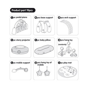 Tapis d'éveil pour bébé <span class=keywords><strong>avec</strong></span> piano et projecteur étoilé, jouets sensoriels suspendus, ensemble cadeau pour nouveau-né - Product Image 4
