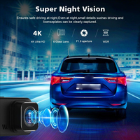 Caméra de tableau de bord 4K Ultra HD 2.0'' avec Wi-Fi, enregistrement avant et arrière, vision nocturne, surveillance de stationnement 24h/24, GPS et assistance au stationnement en marche arrière