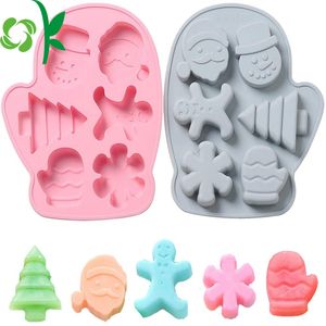 OKSILICONE plus récent arbre de noël 6 trous moule à gâteau en Silicone pour tasse gâteau Santa Bell pour cuisine bricolage cuisson Silicone moule à bonbons - Product Image 5
