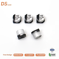 Condensateur électrolytique en aluminium SMD professionnel 6,3 V 100 µF, série V-Chip VT 6,3x5,4 mm, faible ESR pour l'électronique grand public