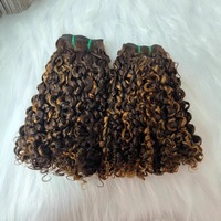 Extensiones de Cabello Humano 100% Virgen Brasileño Remy, Rizado Pixie, Doble Trama, Color 12A, 100 Gramos