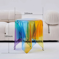 Table basse en acrylique transparente de style nordique, colorée, fantaisie, minimaliste, irisée, pour la décoration de la maison