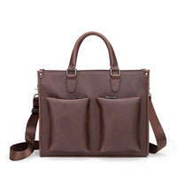 Sac pour ordinateur portable pour homme en PU résistant à l'usure, élégant, horizontal, mallette de travail, grande capacité