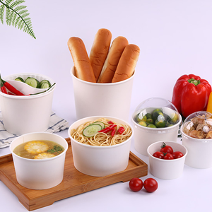 Disposable paper bowl Rectangular fast food box packing box Plastic cover take-out box with lid