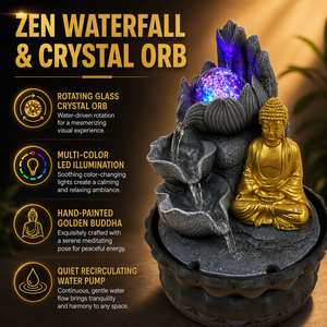 Fuente de Agua Decorativa con Figura de Buda, de Poliresina, con Forma de Loto, Bomba <span class=keywords><strong>Sumergible</strong></span> Integrada y Luz LED que Cambia de Color - Product Image 3