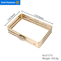 F1711 17*11cm Fabricant Rectangle Métal Baiser Fermoir Serrure Clip Embrayage Cadre pour Sac À Main