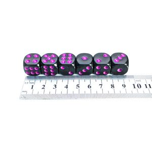 Juego de Dados Acrílicos Personalizados al por Mayor, con Puntos Morados, Esquinas Redondeadas, 16MM, D6, Negros - Product Image 4