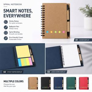 Lot de blocs-notes personnalisés avec logo, petits carnets adhésifs avec stylo, ensemble de papeterie, cadeau promotionnel d'entreprise, blocs-mémo avec notes autocollantes - Product Image 2