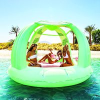 Isla Flotante Inflable Redonda con Sombrilla, Venta al Por Mayor de Fábrica, Tamaño y Logotipo Personalizables, para Varias Personas, para Surf y Diversión Acuática