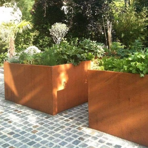 Décoration murale en métal Corten, jardinière suspendue pour la maison et le jardin, pots à fleurs en acier Corten, jardinière personnalisée - Product Image 1