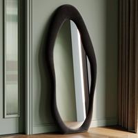 Miroir mural moderne en flanelle, fait à la main, avec cadre en bois, surdimensionné, debout, pleine longueur, au sol, design irrégulier