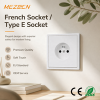 Prise murale française MEZEEN 16A avec interrupteur, type E, sécurité enfant, ignifuge V0, panneau décoratif (blanc/noir/or)