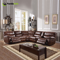 CY Modernes PU-Leder Holzrahmen Massage-Relaxsessel Ecksofa-Set Sektionales Heimkino-Lounge-Set für Zuhause