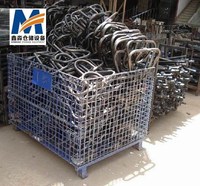 Mracking Entrepôt Stockage Pliable Cage à palettes en métal Chariot Heavy Stackable Security Wire Mesh Steel Rolling Container Cage