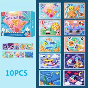 Autocollants 3D en mousse EVA pour les tout-petits 10 en 1 DIY Cartoon food Animal Painting Stickers Preschool Art Class Drawing Sticker - Product Image 6