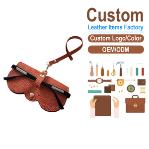 Factory Supply PU Leather Sunglasses Case, Portable Anti-Pressure Eyeglasses Storage <b>Bag</b> with <b>Bag</b> <b>Charm</b> - Product Image 2