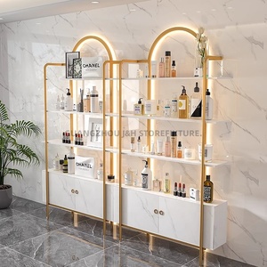 Beauty Salon sản phẩm hiển thị tủ tầng thường vụ Vàng hiển thị đứng cho mỹ phẩm cửa hàng LED Mỹ phẩm Rack hiển thị - Product Image 2