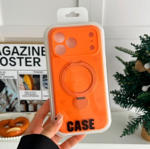 เคสโทรศัพท์มือถือซิลิโคนลายการ์ตูนแมว Kt สีพื้น พร้อมขาตั้งแม่เหล็ก สำหรับ iPhone 17 16 15 pro max ป้องกันการกระแทก พร้อมที่จับด้านหลัง - Product Image 3