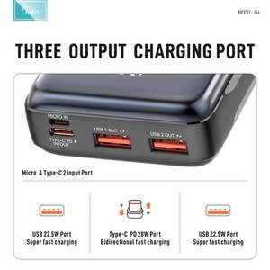 <span class=keywords><strong>JOKO</strong></span> 20000mAh 22.5W แบตสำรองแบบชาร์จเร็ว PD 20W Type-C เครื่องชาร์จพกพาพร้อมพอร์ต USB 2 ช่องสำหรับโทรศัพท์มือถือ - Product Image 2