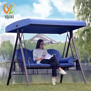 Outdoor garden patio steel comfortable seats three person swing chair