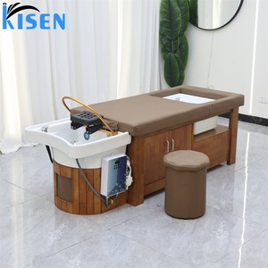 Table de massage et de soin capillaire Kisen à circulation d'eau avec vaporisateur, vente directe usine, pour salon de coiffure, avec bac à shampoing, bassin de spa pour la tête et bain de pieds - Product Image 6
