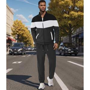 Ensemble de survêtement personnalisé pour homme – Veste zippée intégrale et pantalon de survêtement – Tenue décontractée athlétique 2 pièces avec blocs de couleur – Vêtements de sport respirants - Product Image 6