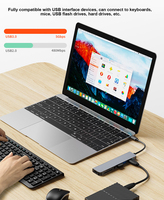 7 in 1 USB C Multiport Hub Docking Station USB3.0 USB2.0 Pembaca Kartu SD TF Jack Audio Stereo 3.5mm Adaptor Multiport untuk Laptop