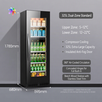 Réfrigérateur à boissons 325L, armoire à vin, refroidissement par compresseur, porte en verre trempé, double/triple zone, pour bar à domicile, hôtel
