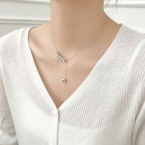 Dylam Fashion Women Jewelry Manufacturer 925 Silver Link Chain Bright Surface <b>Beads</b> Pendant Necklace for Women Girls Lady Daily - Product Image 2